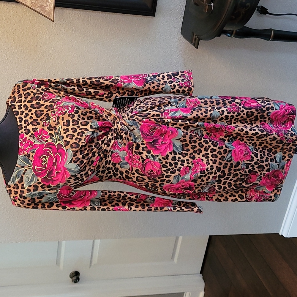 Boston Proper rose and leopard dress